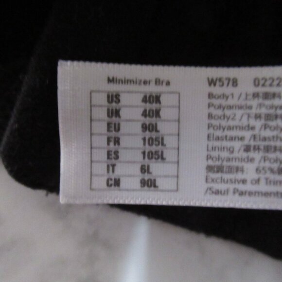 Delimira Bra 40K Black Lace Underwire Plus Size - Picture 5 of 6